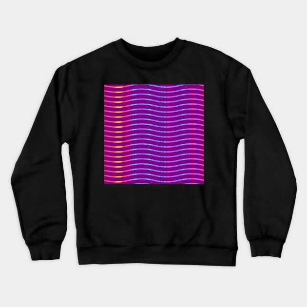 Wavy Lines Rainbow on Dark Magenta Crewneck Sweatshirt by ArtticArlo